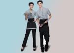 100% Cotton Trendy Restaurant Uniforms Lapel With Bow Tie For Restaurant Staff