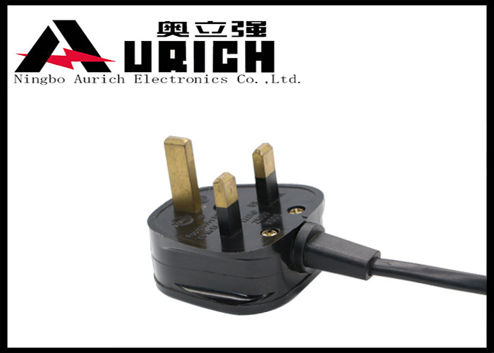3 Prong British Power Cord For Electric Skillet / Computer 250V 16A Black Color