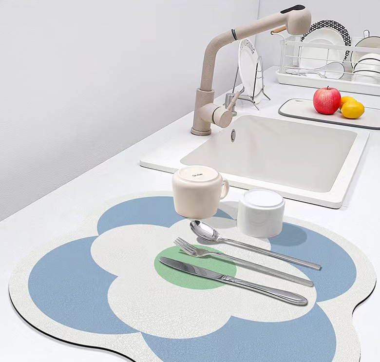 Table Decration Placemat Fast-Drying Polyester Dish Drying Mat for Kitchen Cleanup
