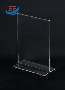 China Clear A4 Acrylic Holder T shape Restaurant Tabletop Display Stand For Menu wholesale