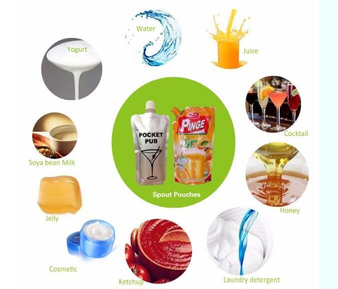 Excellent quality professional design plastic spout bag,reusable spout pouch, liquid stand up pouch with spout