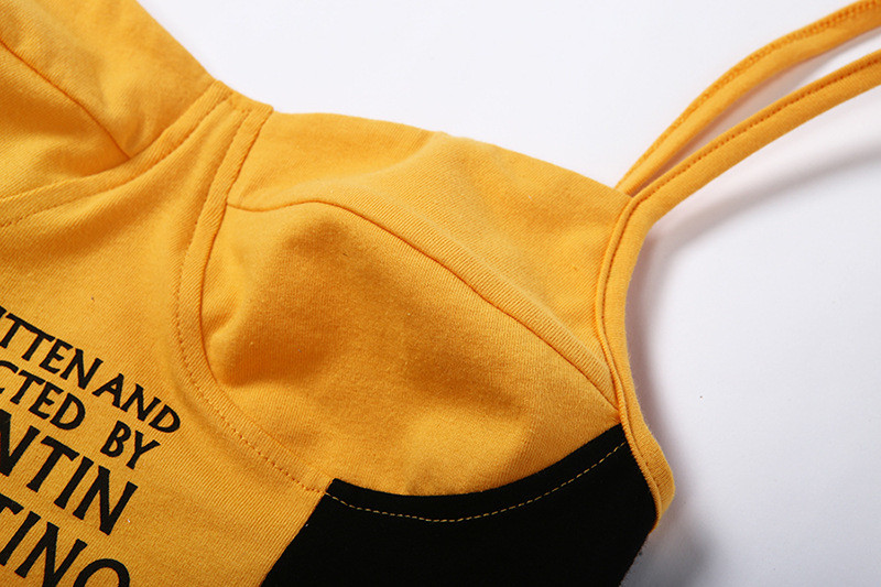 Letter Printing Ladies Camisole Tank Tops Contrast Color Stitching