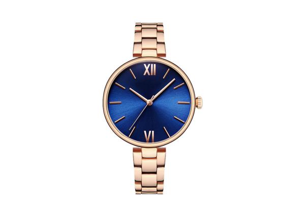Water Resistant Women'S Stainless Steel Watch , Swirl Mark Dial Metal Strap