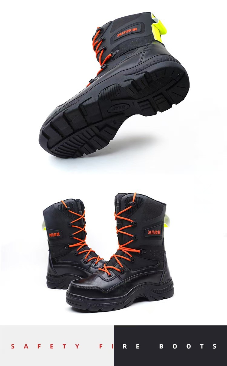 Waterproof Firefighter Rescue Boots Anti Puncture Oil Resistant Safety Boots