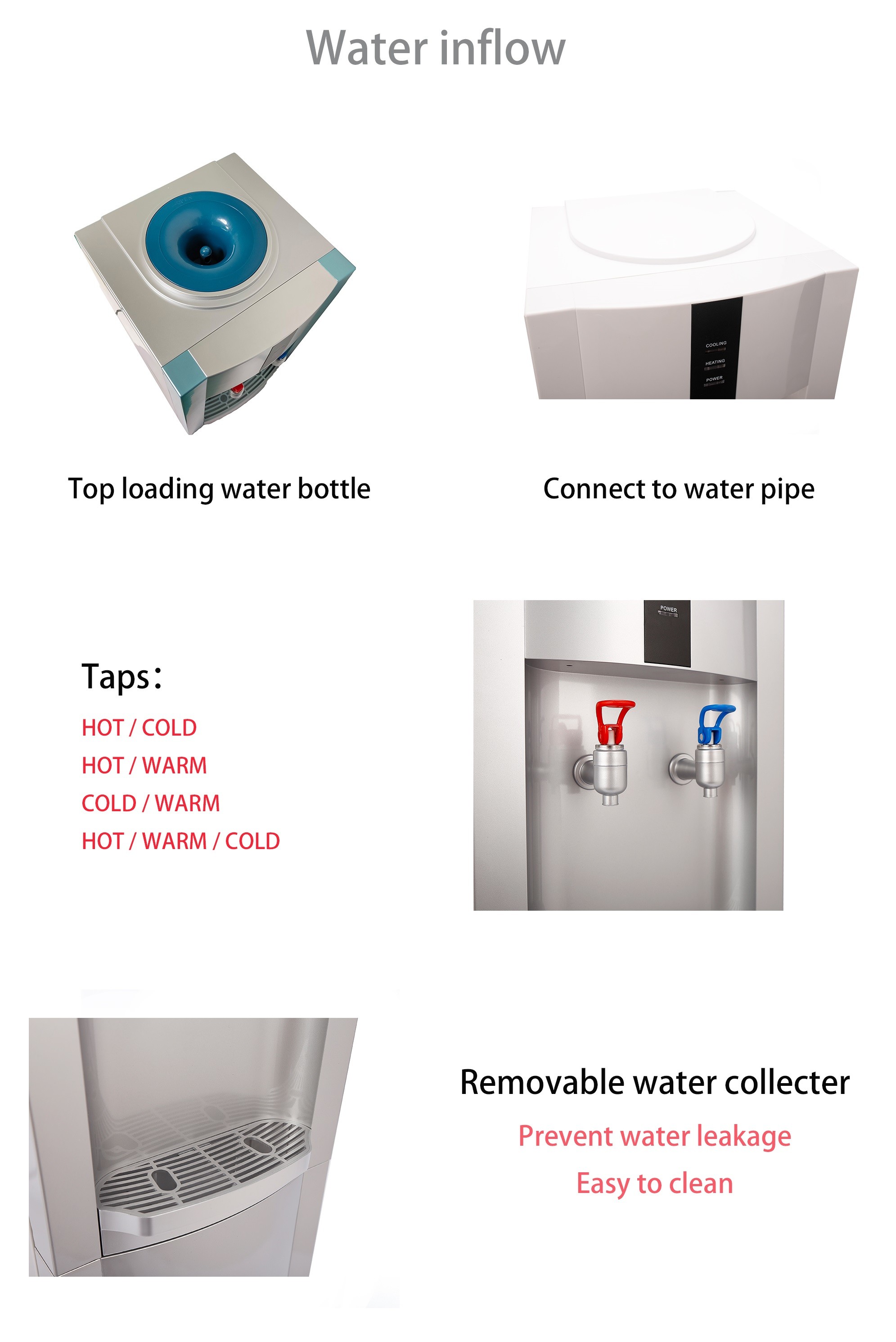 Heating Cooling Bottled Water Dispenser Free Standing 5 Gallons