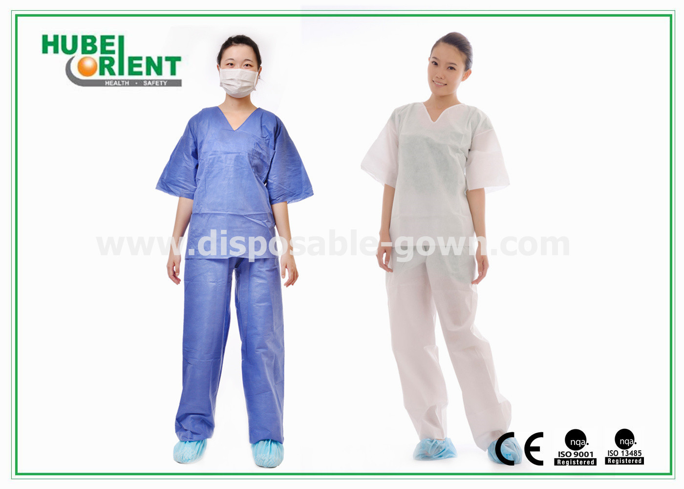 Breathable 45gsm SMS Medical Disposable Pajamas With Shirt And Trousers For Hospital Use