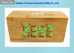 China Treated Natural Bamboo Alarm Clock Wireless Charging Station Carefully Crafted wholesale