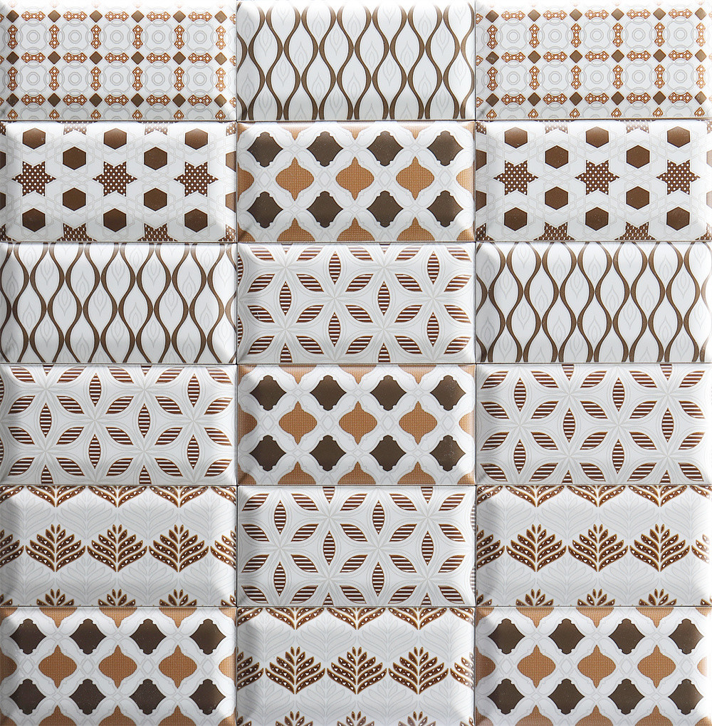 White Bevelled Tiles 75x152mm Glossy Ceramic Wall Bread Tiles For Bathroom and Kitchen