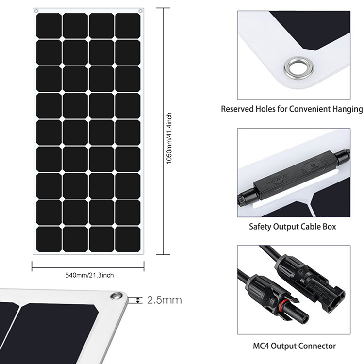 100w 200w 12v 24v 48v 100w Flex Solar Panel RV Mono ETFE PET