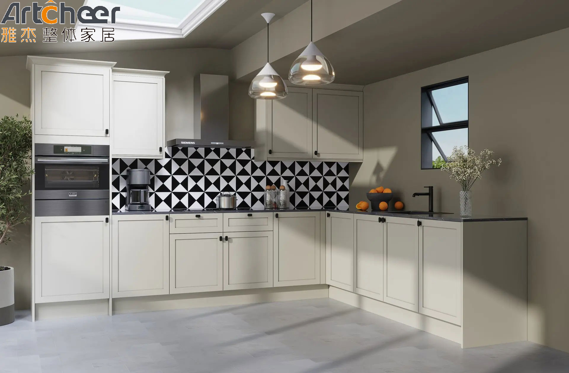 Solid Wood European Shaker Kitchen Cabinets with White Color and Super Susan Corner