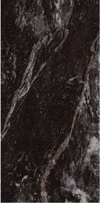 Foshan Large Polished Black Marblelook Porcelain Tile Slim Slab Thin Porcelain Tiles
