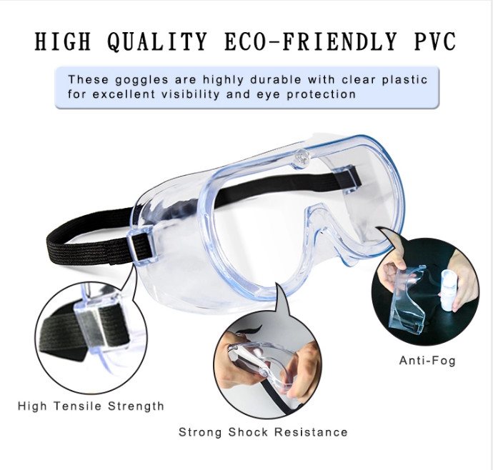 Impact Resistant Chemical Plant Medical Safety Goggles