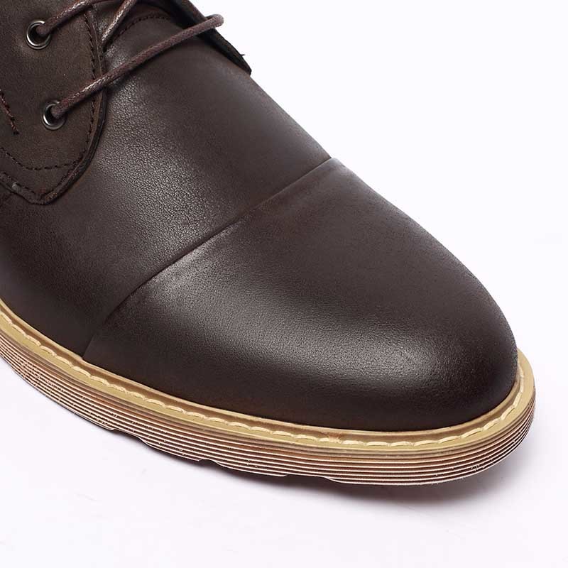 Dark Coffee Antiodor Mens Breathable Leather Shoes Lace Up
