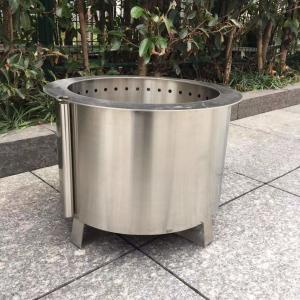 China Wood Charcoal Round Smokeless Fire Pit 19.5 Inch Stainless Steel Outdoor Stove wholesale