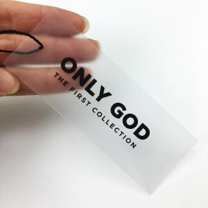 China Black Logo Dull Polish Transparent Plastic Hang Tags wholesale