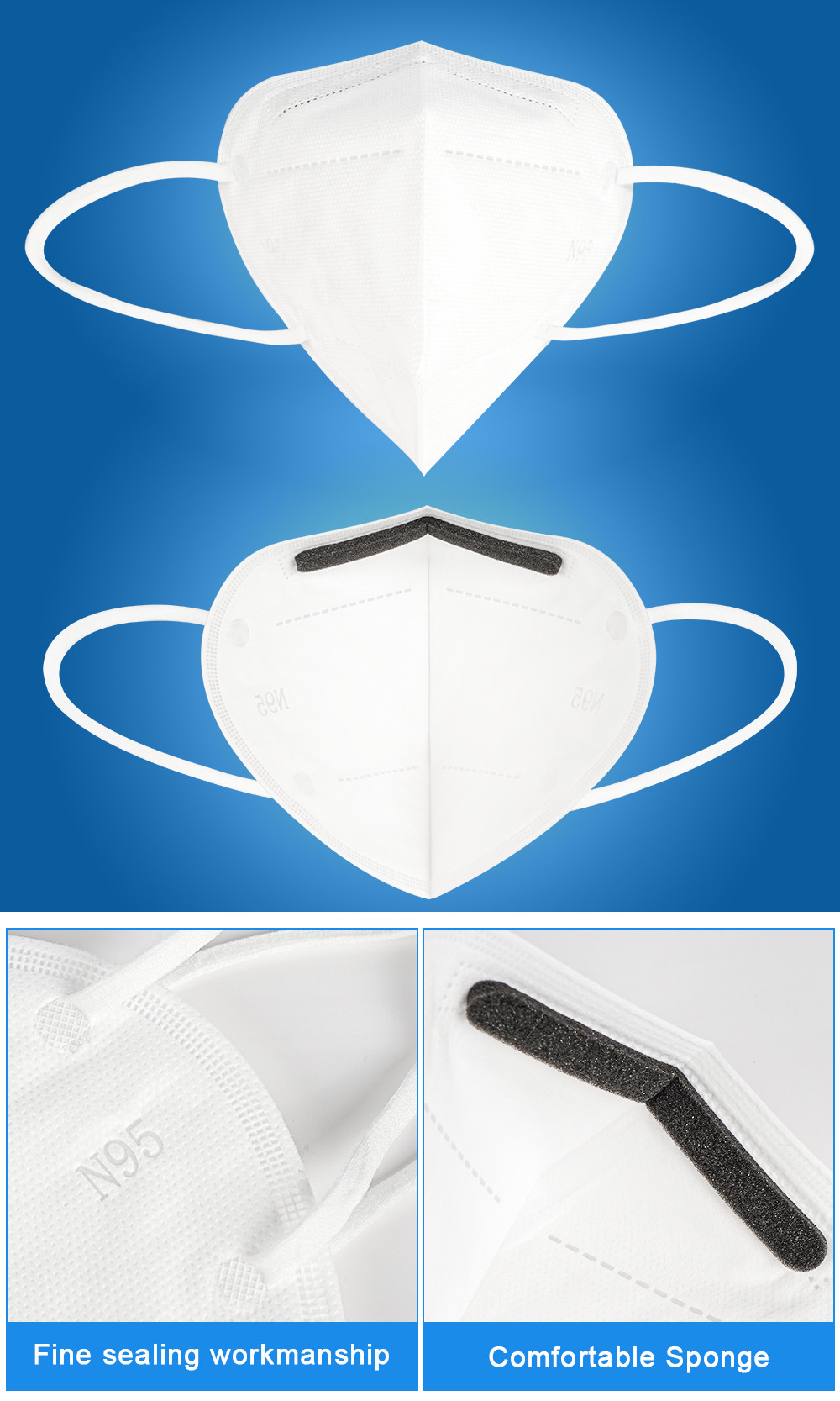 Respirator N95 Medical Masks With Earloop , Anti Saliva N95 Disposable Face Mask