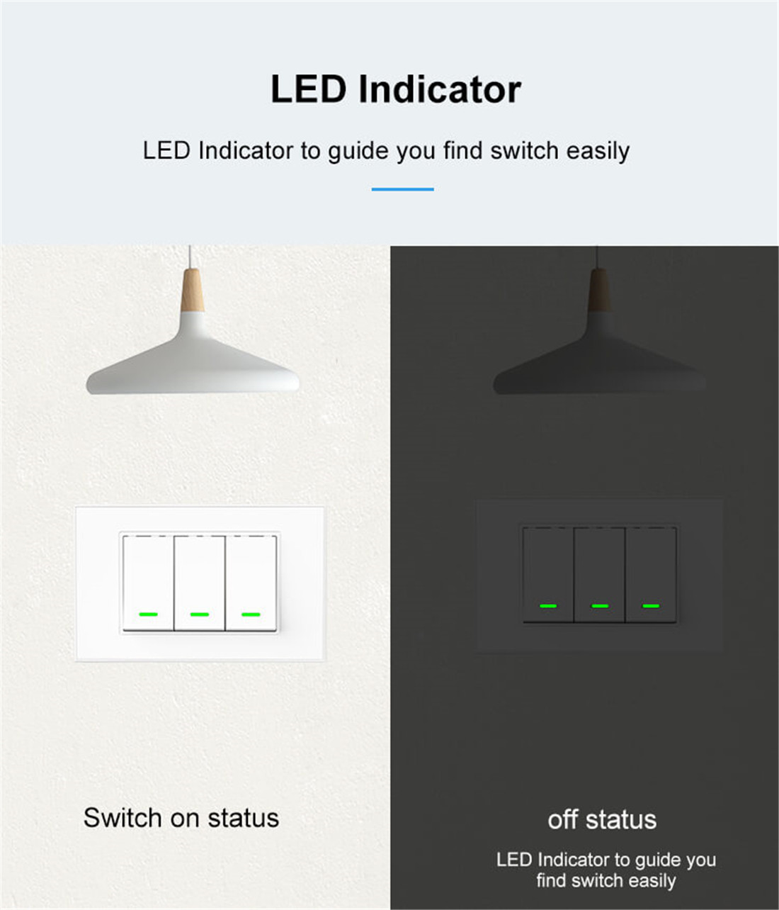 TB21 No Netural Wire Single Live Wire Smart Light Switch 1 2 3 Gang White and Gold