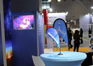 China Mini Desktop Promotional Flags , Single / Double Sided Printed Feather Flags wholesale