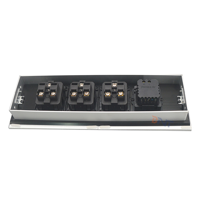 Sliding open multimedia built in table mounted usb charger socket box