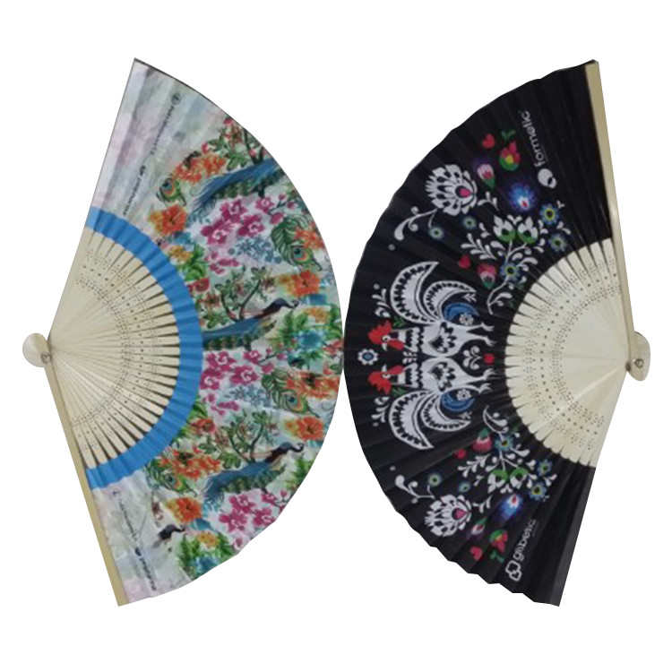 Nice Quality Custom Made Manual Promotional Bamboo Paper Fans For Events