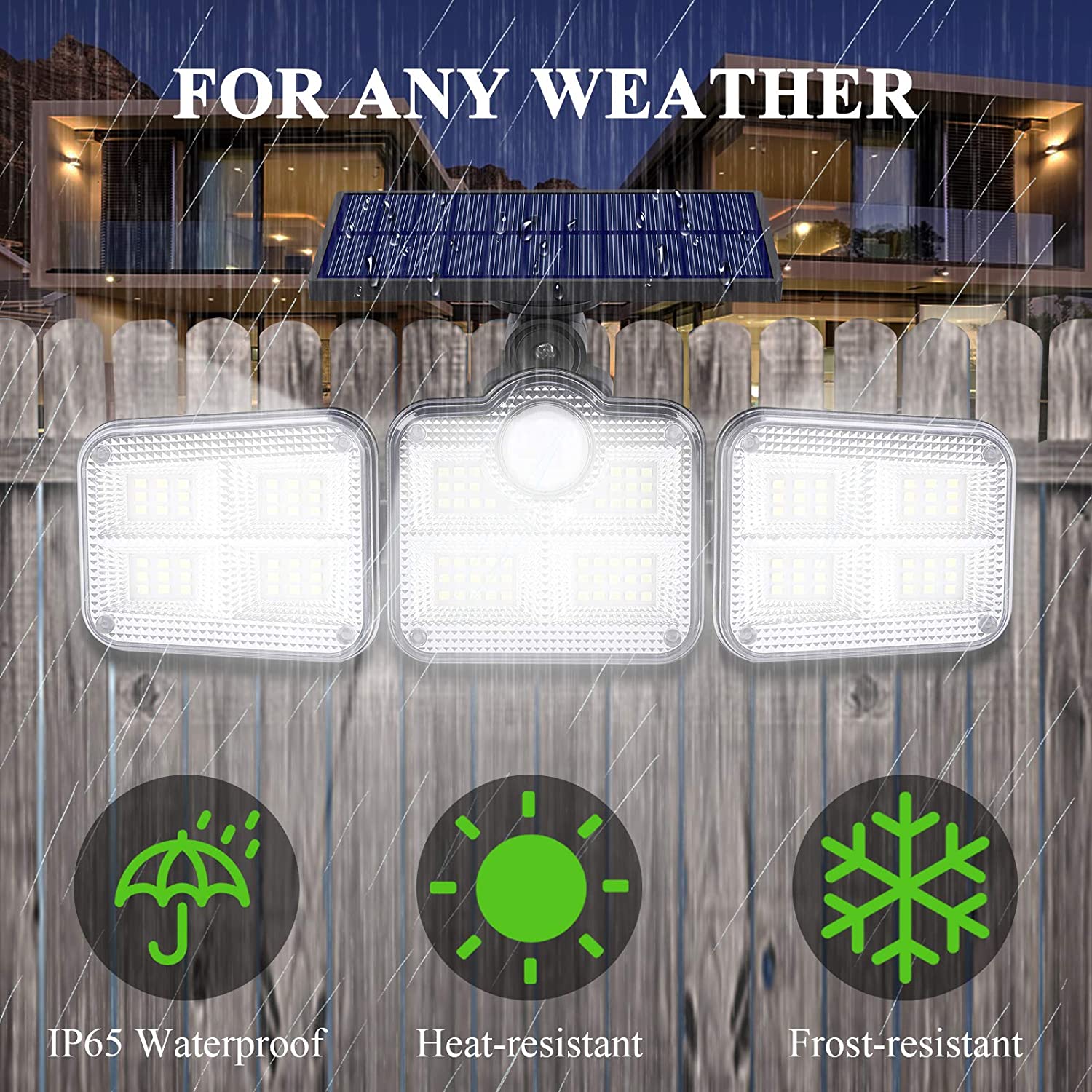6500K 1.8W Outdoor LED Solar Lamp 270 Wide Angle 3.7V 2400mah