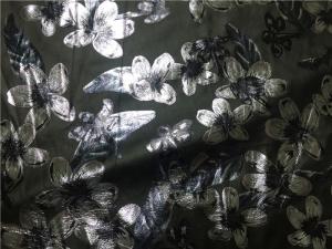 China Full Lamination Garment Leather Fabric Printed Silver Flower 54" Width wholesale