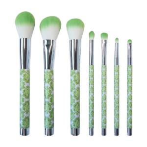 China 7 Pieces Oval Makeup Brush Set Beauty Green Forest Endless Fun wholesale