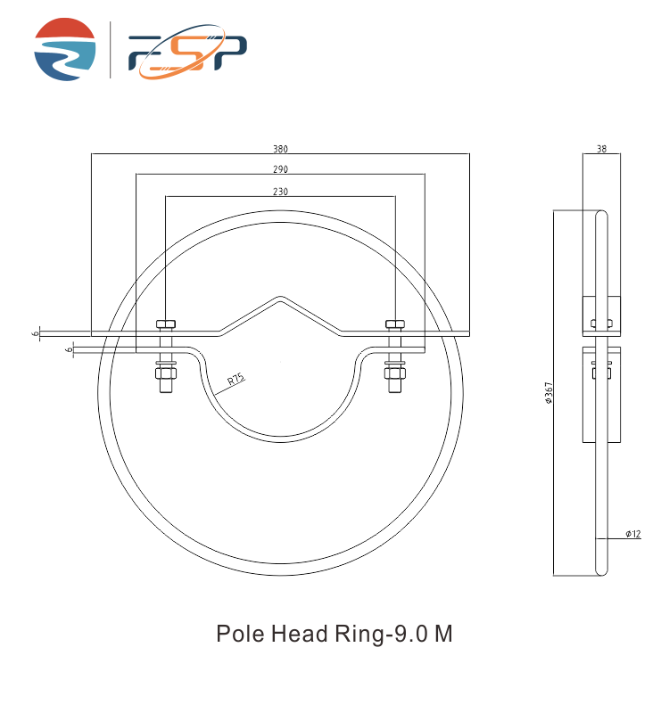 Outdoor Iron Pole Head Ring for Electrical Pole Mounting Used in FTTH Construction