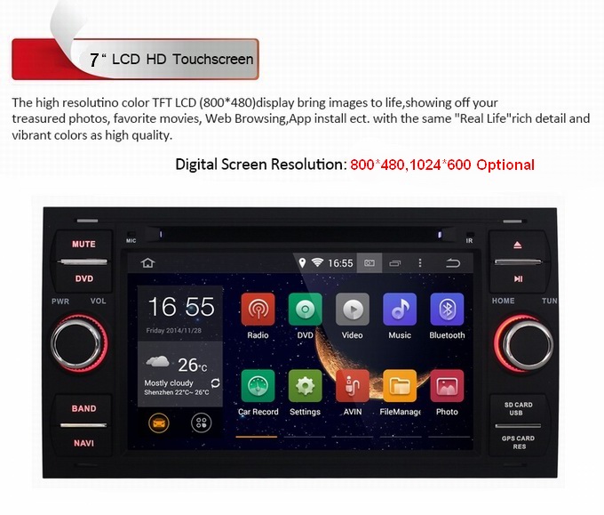 Ouchuangbo Auto Stereo GPS navigation for Ford Galaxy /Escape /Fiesta Android 4.4 3G wifi Media Player OCB-8829C