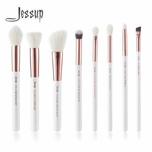 China Jessup 8pcs Natural Makeup Brushes Set White Wood Handle wholesale