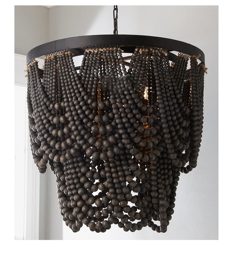 Wooden Bead Chandelier Creative American Bedroom Sample Room classical chandelier(WH-CI-163）