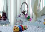Removable Blue And Grey Striped Wallpaper Non Woven Wall Covering 0.53*10M