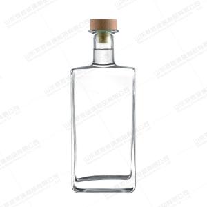 China Flat Square Customized Glass Bottle For Gin Whiskey Rum 500ml 750ml 700ml wholesale