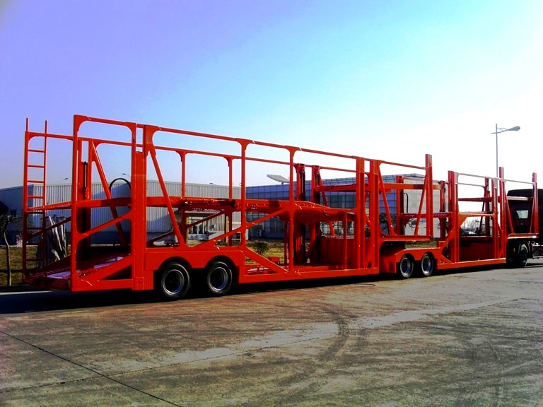 3 Axles Car Carrier Semi Trailer with Steel Material and 40000KG Payload