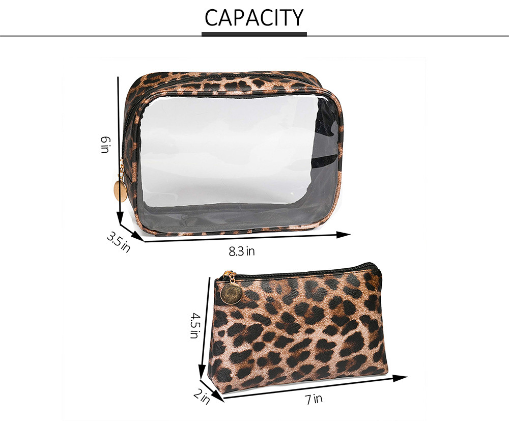 2pcs Women Portable Toiletry Bag With Zipper Closure