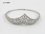 CZ 925 Sterling Silver Bangles Bracelet Triangle Crown