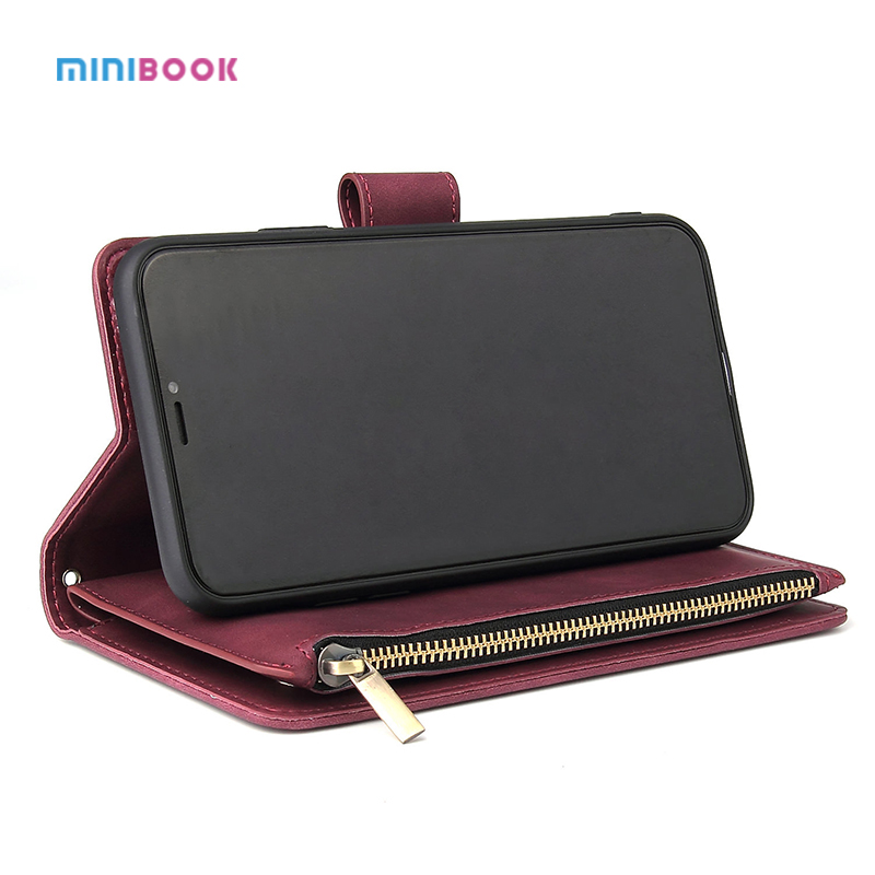 Genuine Leather Wallet Stand Phone Case For iPhone Xs Max With Credit Card Holder 15*0.8*7.5cm