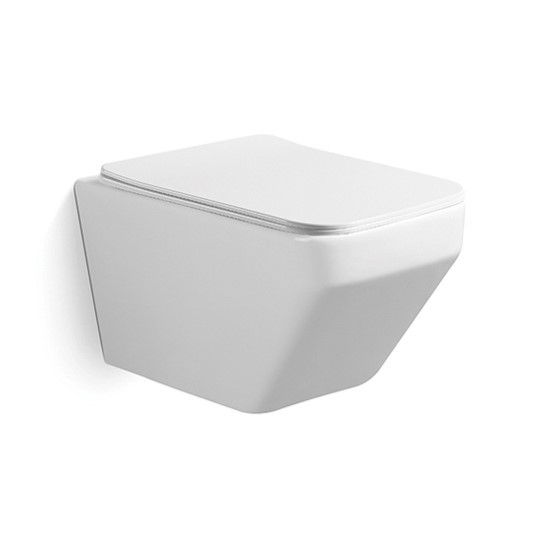 New square Hanging Toilet P-trap Ceramic Commode Bathroom Rimless Wall Hung Toilet with Concealed Cistern
