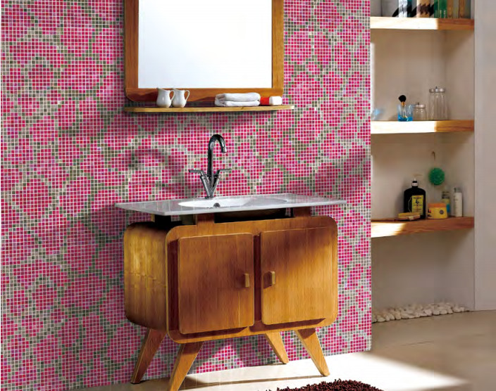 Bathroom walling mosaic design recycled glass mosaic pattern