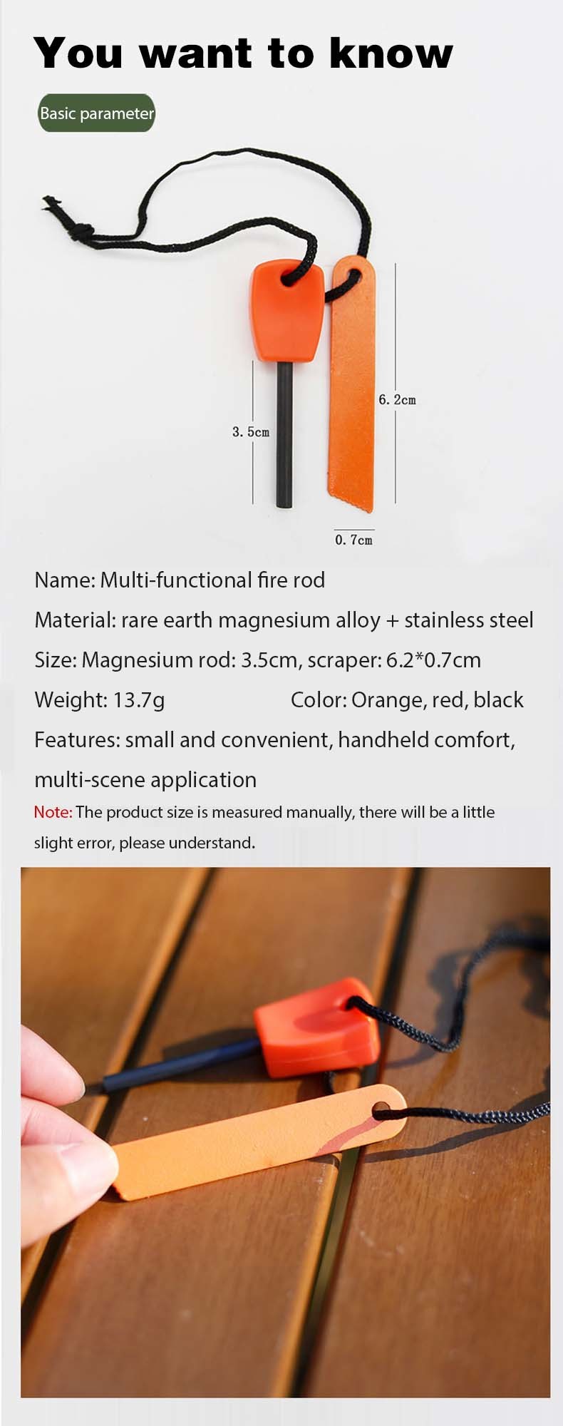 Outdoor Camping Living Survival Tool Iron Toothed Scraper Mini Fire Starter Steel Flint