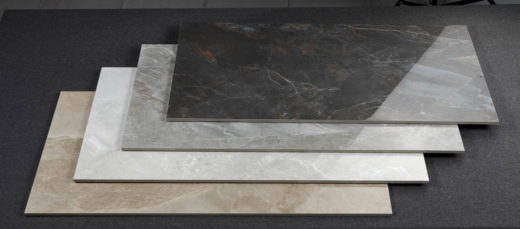 Super Glossy Polished Porcelain Tiles Grey Color 600*1200 Mm Size / Marble Look Floor Tile