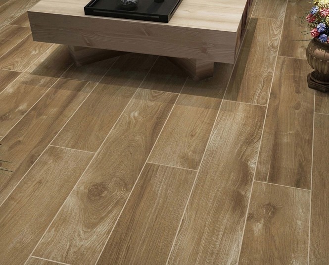 Yellow And Gray 200x1000mm Antibacterial Wooden Porcelain Strips Indoor Floor For Bathroom