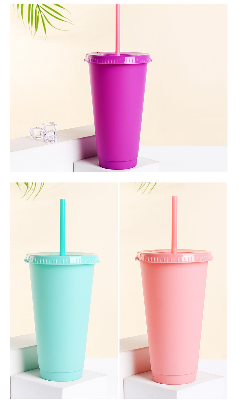 New Export Straw Cups Large-capacity Frosted Texture Drinking Cups Tea Bar And Catering Supply Portable Cups Factory Wholesale