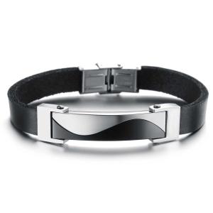 China Tagor Stainless Steel Jewelry Super Fashion Silicone Leather Bracelet Bangle TYSR132 wholesale