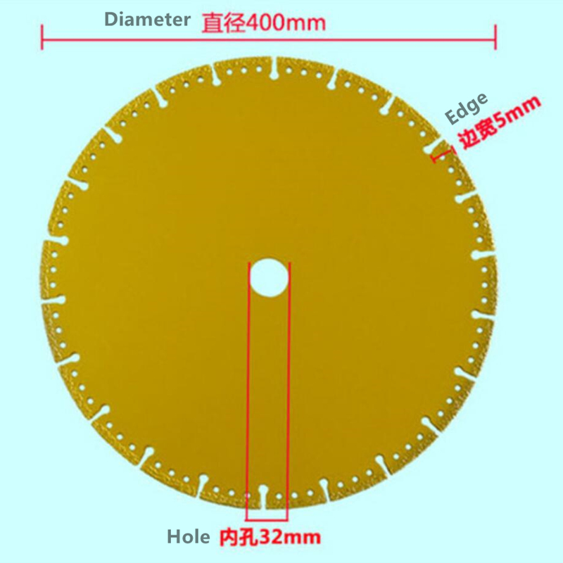 400mm Vacuum Brazed Diamond Blades For Cast Iron Cutting