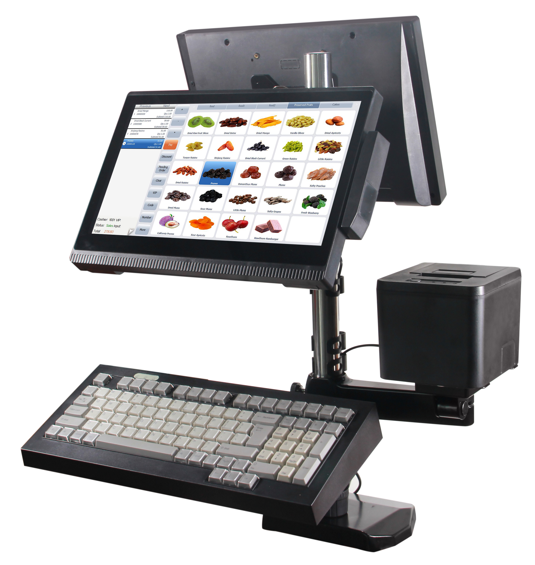 ASCI Keyboard Optional and 80mm Thermal Receipt Printer for HDD-780 POS Cash Register