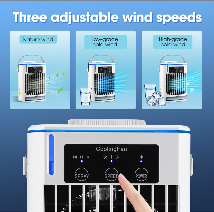 Foldable Mini Portable Air Conditioner with Spray Humidify and USB Water Cooling Fan