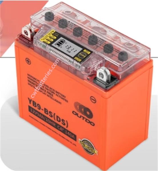 Quality Smart 12V 9AH ATV Battery Digital Display For Quad Bike OUTDO YB9-BS DS for sale