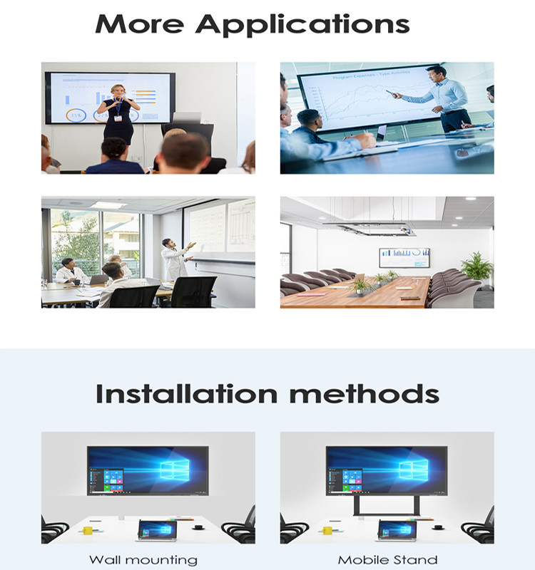 Clear 4k Smart Touch Screen Board Interactive Display Whiteboard For School