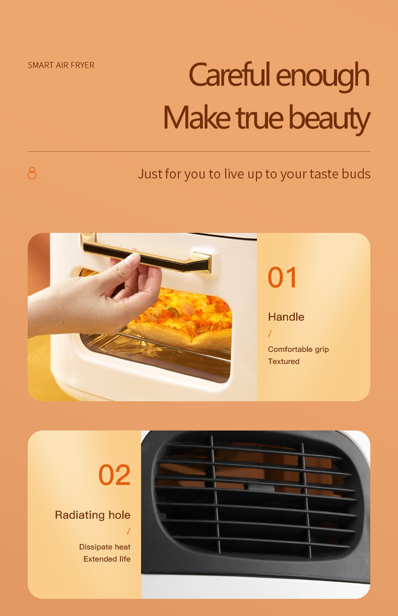 NO App-Controlled 1400W Stainless Steel Air Fryer Toaster Oven with Visible Window